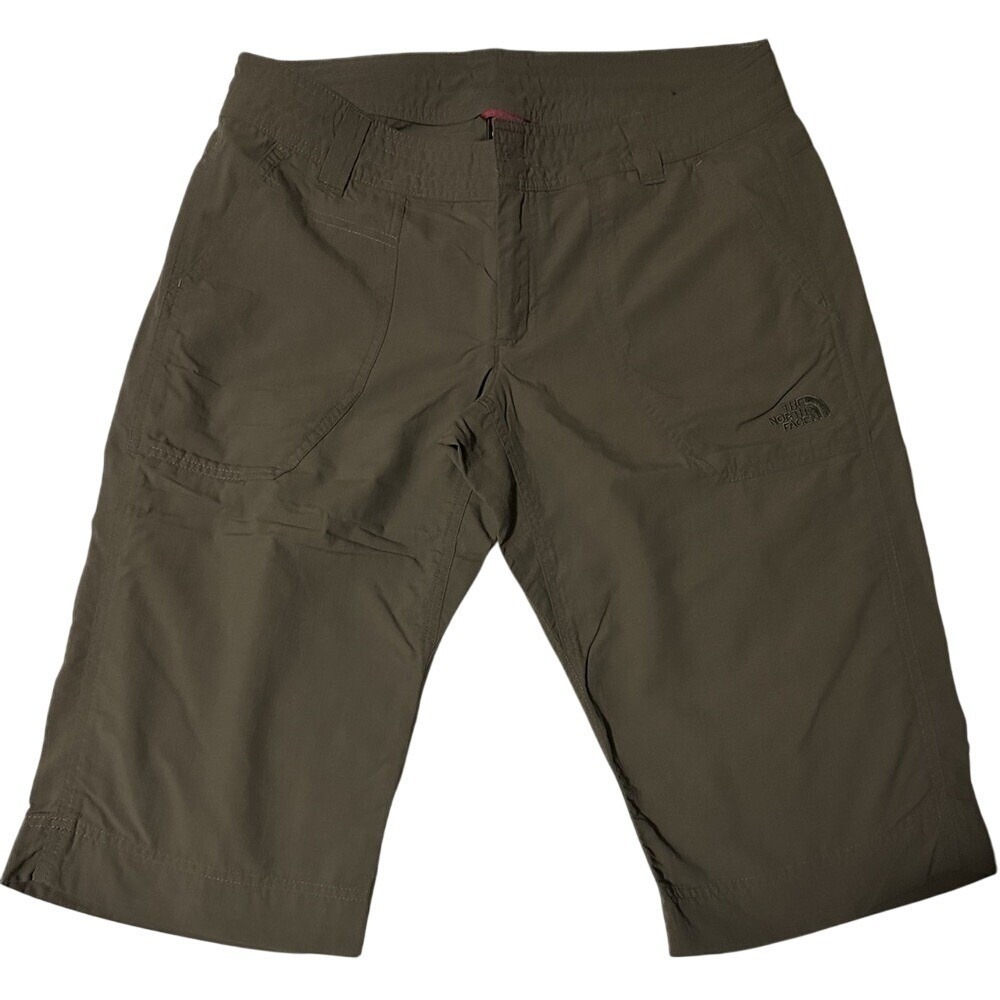 The North Face Womens 10 Hiking Shorts Olive Green Nylon Outdoor Utility Capris